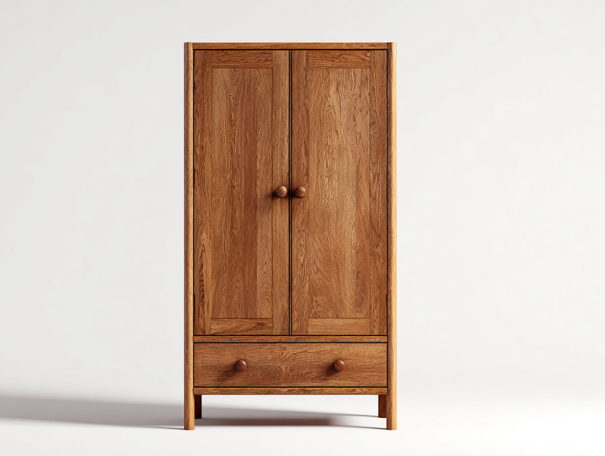 Armadio - legno - 98x56x184 cm - marrone naturale - stile classico