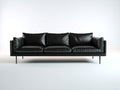 Divano lineare - pelle-metallo - 226x88x80 cm - nero - stile moderno
