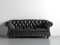 Divano lineare - pelle-legno - 224x90x84 cm - nero - stile Chesterfield